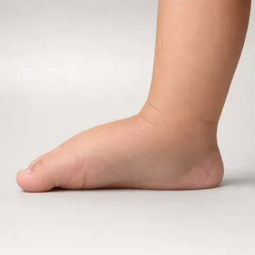 AI-generated baby foot, dorsal view, showing curved lateral border
